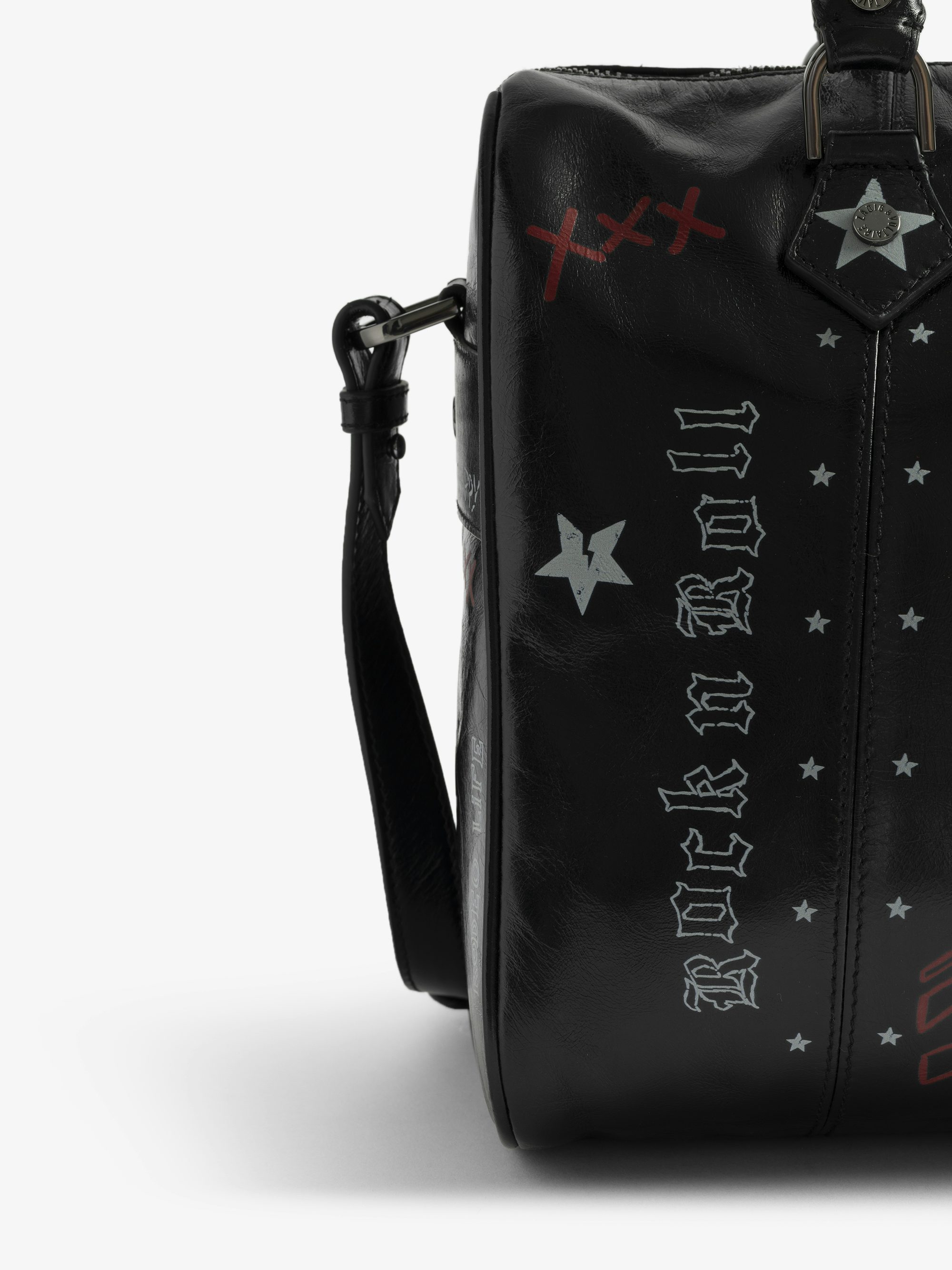 Sunny Medium Vibe Punk Bag - Patent leather effect bag with vintage-inspired punk tag, adjustable shoulder strap and wings signature.